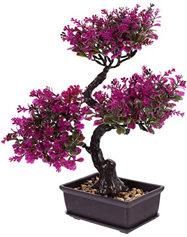 Fake Bonsai Fake Tree Artificial Potted Plants Plastic Plants Bonsai Ornament for Desktop Wedding Decor Lotus Color Bonsai Tree