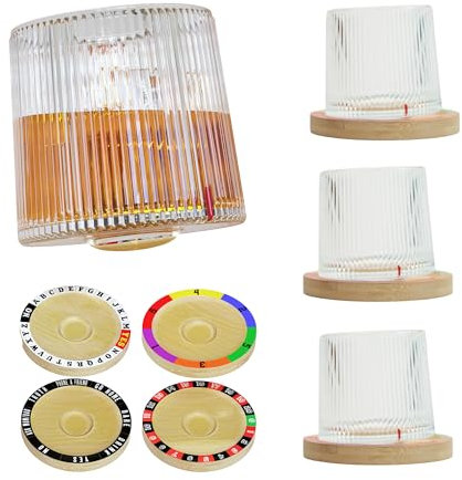 Smiths Mason Jars 190ml (6.4oz) altmodisches Whiskyglas Set, drehbarer Sockel, Rocking Rum mit Spielen – Würfel, Roulette, Magic 8 Ball, Buchstabieren – Verbessern Sie Ihr Trinkerlebnis