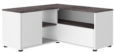 Symbiosis Angle Meuble Tv Blanc et Effet Béton 90x90x45 cm