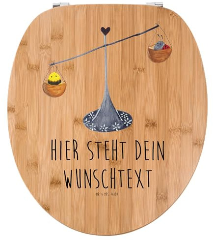 Mr. & Mrs. Panda Personalisierter WC Sitz Motiv Sternzeichen Waage - Personalisierte Geschenke, Klobrille, Toilettendeckel mit Namen, WC-Sitz, Hummel, Toilettensitz, Klodeckel, Marienkäfer, Biene