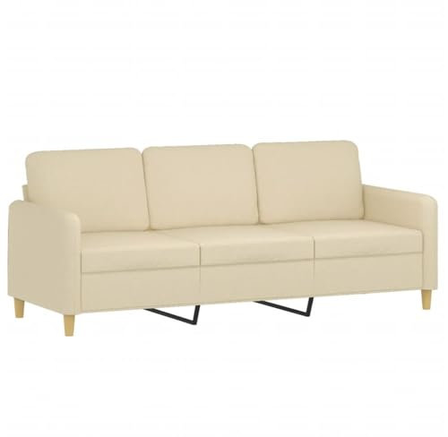 vidaXL Sofa 3-Sitzer, Loungesofa Couch mit Armlehnen Rückenkissen, Wohnzimmersofa Designsofa mit Metallgestell, Sitzmöbel Dreisitzer, Creme Stoff