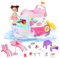 deAO Casa delle Bambole, Playset con Barca Giocattolo, Personaggi e Accessori, Giochi per Bambine e Bambini dai 3 Anni, Nave da Crociera fai-da-te (Regali per ragazze)