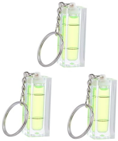 Homoyoyo 3pcs Portable Bubble Spirit Level Keychain Mini Acrylic Level Square Keyring Lightweight Pocket Size for Photo Frame Desk Tripod Computer Monitor Furniture