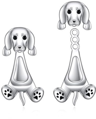 POPLYKE Dachshund Hund Ohrringe für Damen 925 Sterling Silber Hund Stud Ohrringe Hund Schmuck Dachshund Geschenke für Mädchen