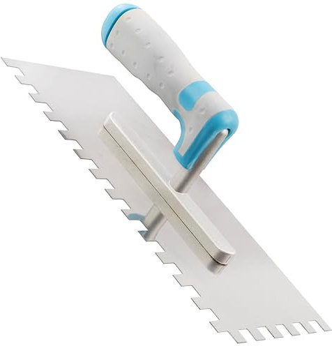 AERZETIX - C74293 - Llana talocha dentada 10mm - llana dentada para baldosas - espátula de dientes - herramienta manual para construcción - albañilería/mampostería/yeso - mango de caucho - acero
