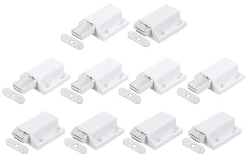 QUARKZMAN Glastür Magnetischer Druckverschluss Verschluss Kunststoff Weiß 10 Stück