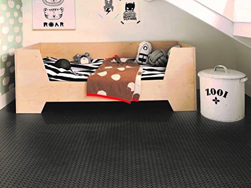 Alpha-Tex PVC Bodenbelag Vinylboden mit schwarzen Punkten, Zuschnitt (1,50m breit, 6m lang)