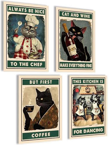 Mojoliving - Juego de pósteres modernos para cocina y sala de estar, cuadros de pared estéticos, decoración de pared vintage