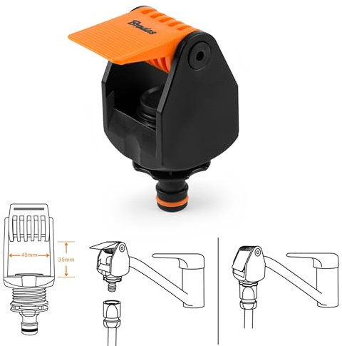 Cost Wise Extra wide kitchen tap connector/adaptor for mixer or single taps with a downward facing spout