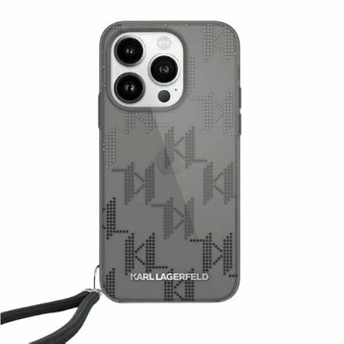 CG Mobile Karl Lagerfeld KLHCP15SHKDPNSK Hülle für iPhone 15/14 / 13 6.1 Schwarz hardcase IML Mono KL Pattern & Cord