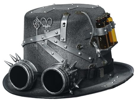 BLESSUME Steampunk Top Hut mit Brille, Erwachsene Zylinder Hut für Karneval, Halloween, Thema Party