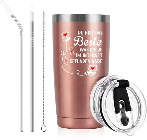 Livole Valentinstag Geschenke für Sie, Frauen, Freundin, Ehefrau - Du bist das Beste was ich je im Internet gefunden habe - Valentinsgeschenk für Sie, Paare, Partner, 600ml Edelstahl Kaffeebecher
