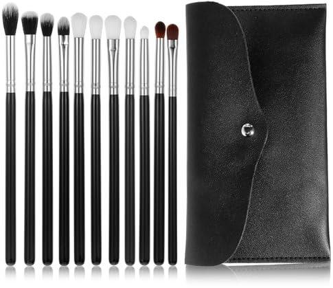 11 Stück Schwarz Lidschatten Pinselset, Augen Make Up Pinsel Sets mit Tasche, Augen Make-up Pinsel Rauchig Lidschatten-Kontur-Kit für Lidschatten, Augenbraue, Eyeliner, Blending