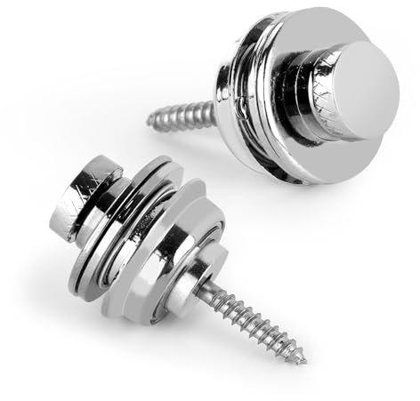 2stk Gitarrengurt Schlösser, Gitarrengurt Sicherung aus Edelstahl Schwarz Gitarrengurt Schnellverschluss Gitarrengurt Schlösser Set für E-Gitarr Akustik Gitarre Bass(Silber)