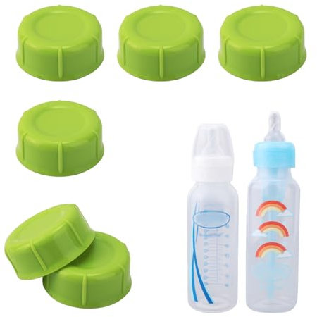6pcs Bottle Caps for Dr. Brown's & Medela Bottles, Reliable Narrow BPA Free Travel Bottle Cap with Sealing Gasket Storage Bottle Lids Replacement Parts Bottle Accessories(Green)