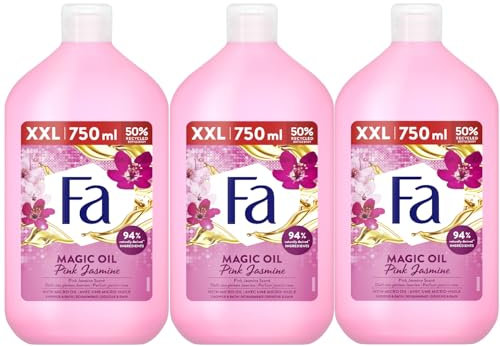 FA Duschgel Pink Jasmin (3x 750 ml), Dusch- & Schaumbad mit femininem Duft nach pinkem Jasmin