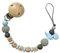 Personalisiertes Baby Geschenk Band mit Namen Junge Holz Dino blau grau