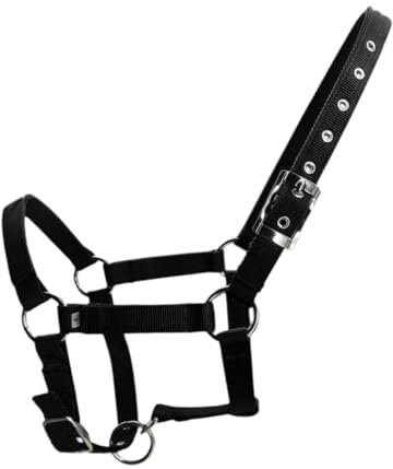 Sharplace Verstellbare Pferde -Halfter -Breakaway -Halfter -Kinn und Halsknappheit Reitausrüstung Reitstall für Grundarbeiten, Schwarz