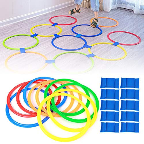 Koordinationsringe, Gymnastikreifen, Sportringe, Set mit 10 Reifen, Mehrfarbige Gymnastikreifen und Erwachsene, Gility-Ringe das Training Im Sport mit Tasche