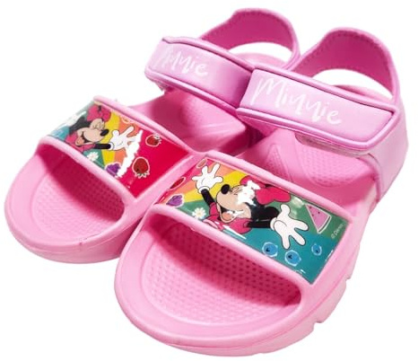 WS-Trend Disney™ Minnie Maus Mädchen-Sandalen (Gr. 22–33) – Leichte EVA-Pantoletten mit Klettverschluss – Wasserfest & Rutschfest für Strand, Schwimmbad & Alltag