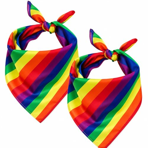LJalin 2 Stück Pride Outfit Regenbogen Bandana, Pride Accessoires, LGBTQ Pride Bandana, Rainbow Haarschmuck Haarband, Pride Month Accessoires, Halstuch Haarbänder für Gay Dance