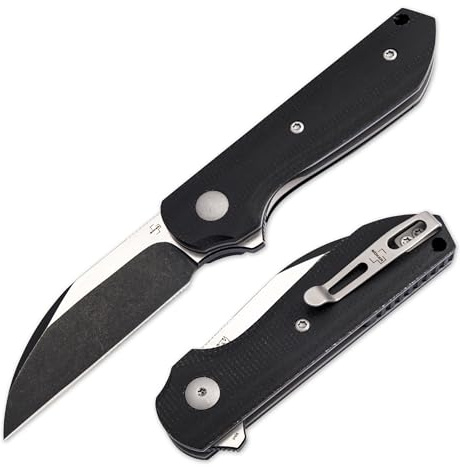 BÖKER PLUS® Corvus - Wharncliffe Klappmesser mit 7 cm Flipper Klinge - Einhand Taschenmesser mit Micarta Griff schwarz - 1 Hand Messer mit Linerlock - Profi Outdoor Faltmesser mit Clip & Kugellager