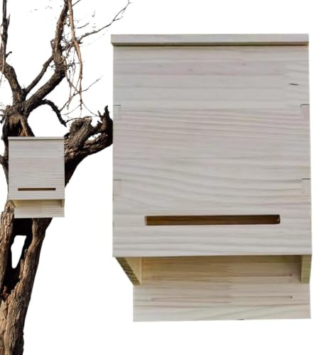 Casas De Murciélagos De Exterior Refugio En Madera Resistente A La | Refugio Hábitat Para Murciélagos Para Todas Las Estaciones Árbol Exterior Jardín Patio Trasero Balcón