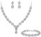 Clearine Damen Hochzeit Braut Tropfen CZ Unendlichekeit Figur 8 Y-Halskette Tennis Armband Dangle Ohrringe Set Klar Silber-Ton