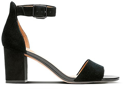 Clarks Deva Mae, Escarpins bride cheville Femme, Noir (Black Suede), 37 EU