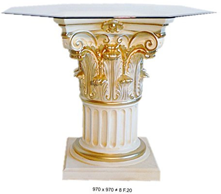 Medusa Esstisch Tische mit Styl Glastisch Medusa Wohntisch Mäander Barock Säulen Wohntische mit Styl 6030 141 100x100cm Glasplatte 8-Kanten