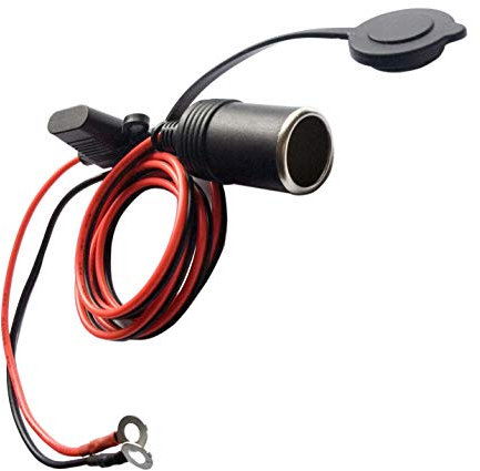 Carviya Female Cigarette Lighter Outlet Socket with Eyelet Terminal Plug Power Supply Cord 12V 17AWG 4ft 15A Fused Fuse DC Power 12 24 Volt for Car Tire Inflator Air Pump