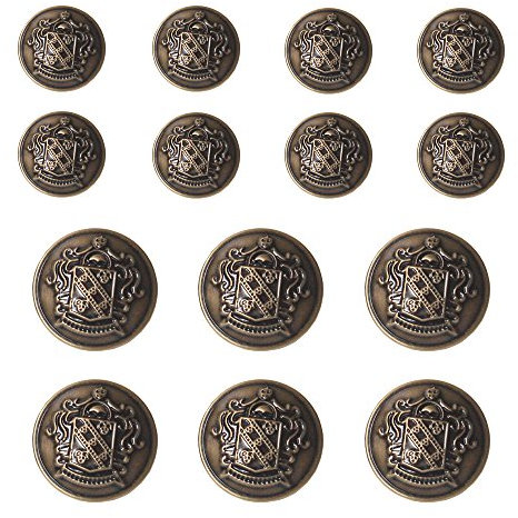 YaHoGa 14 Stück bronzefarbene Kunststoff Knöpfe 20mm 15mm Metallknöpfe für anzüge jacken mäntel uniform (MB20310)
