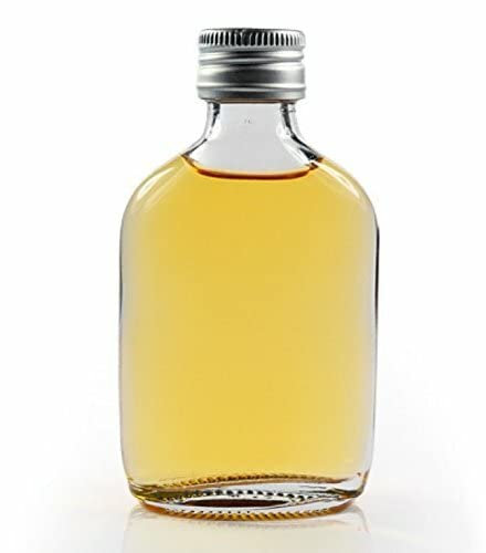 50 X Small Glass Flask Bottles (50ml) with Silver Screw Top Lids.