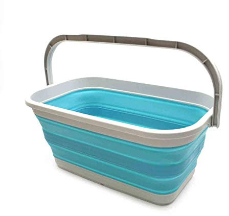 SAMMART Seau pliable de 11,6 l, bleu clair, 1 pièce