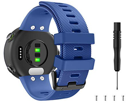 MoKo Armband Kompatibel mit Garmin Forerunner 45/Swim 2, Silikon Ersatzarmband Sportarmband Atmungsaktiv Uhrenarmband Wechselarmband, Mitternachtsblau