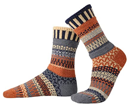 Solmate Socks - Mismatched Crew Socks for Women or Men, Nutmeg, Small