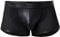 Herren Boxershorts Leder Netz Schwarz, Wetlook sexy Unterwäsche Herren, Boxershort mit Latex Lack Leder Optik, Dessous Erotik Reizwäsche für Männer, Trunks, Panty, Gogo Club Swinger Kleidung (L/XL)
