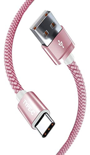 Moto G85 G55 G15 G05 G45 G35 G22 Nylon double Braided USB C Charger Lead Fast Charging Cable 1M High Durability for Motorola Moto G82 G22 E15 E32 E40 E30 E20 / G31 G41 G51 G71 5G G60s (ROSE GOLD)