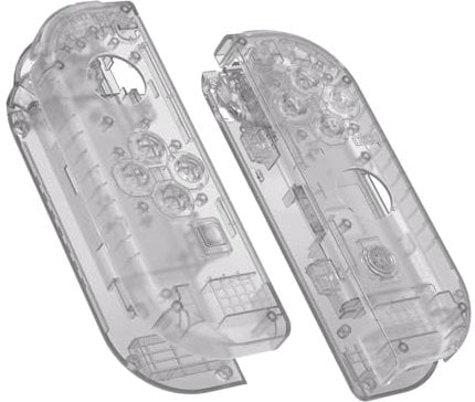 eXtremeRate Transparent Clear Black Joy con Handheld Controller Housing with Full Set Buttons, DIY Replacement Shell Case for Nintendo Switch & Switch OLED Model Joy con – Console Shell NOT Included
