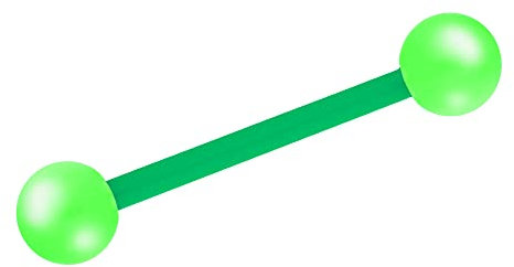 Treuheld® Piercing Stab aus Kunststoff | Farbe: Grün | Größe: 1,6mm x 14mm (Kugeln: 5mm)