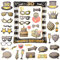 AIBAOBAO 36 Pcs 30th Birthday Photo Booth Props, Inflatable Selfie Frame +35 Pcs Funny DIY Props for Ladies Women Men Favor Gift, Black Gold Badge Inflatable Party Photo Booth Frame Decorations