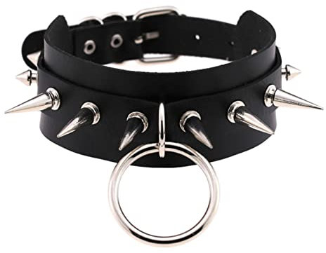 Spldsun Punk O Halskette, PU Leder Schlüsselbeinkette, Choker Gothic,Punk Spiked Verstellbare Punkrock Halskette Geschenk für Freundin Tochter