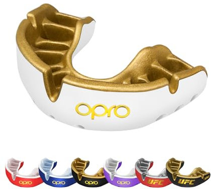 OPRO Gold Level Mundschutz, Mundschutz Sport Erwachsene und Kinder, mit Vorgesetzter Komfort für Boxen, Lacrosse, MMA, Kampfsport, Hockey und alle Kontaktsportarten (Weiß, Jugendliche)