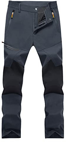 EKLENTSON Men's Trousers Lightweight Quick Dry Mountain Hiking Trousers Stretch Water-Resistant Cycling Trousers Dark Grey,30