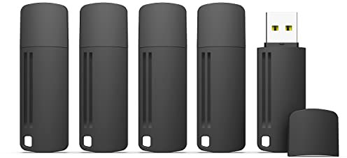KEXIN 5 Pack 32GB USB Flash Drive - Mini USB 2.0 Memory Stick With Cap Design for Computer, TV, Car - Black