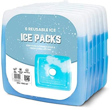 Sterun Reusable Slim & Lightweight Freezer Cold Packs for Lunch Boxes, Coolers & Camping | Freezer Blocks | Ice Packs For Cool Box & Coolers (6)