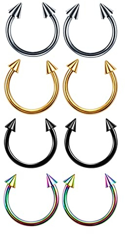 Beydodo Piercing Nasenring Chirurgenstahl, Piercing Ringe Set Hufeisen 10MM, Nasenpiercing Nickelfrei