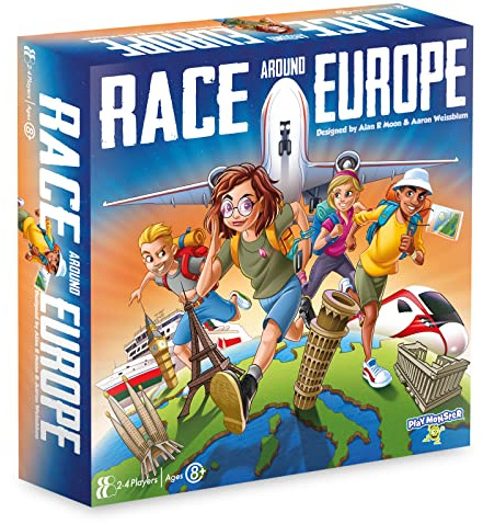 PlayMonster Games Race Around Europe Board Game, Multicolor