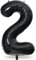 Black Foil Balloon Number 2, 40'' Giant Self Inflating Number Balloons Set 0-9, Large Number 2 Helium Balloon for Girls Boys 2nd Birthday Graduation Anniversary Halloween Party Decorations Supplies