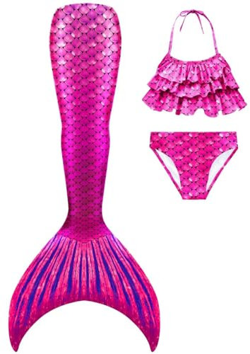 SPEEDEVE Mädchen Meerjungfrauenschwanz 3pcs Meerjungfrauen Bikini Set,ohne Monoflosse,R8,120